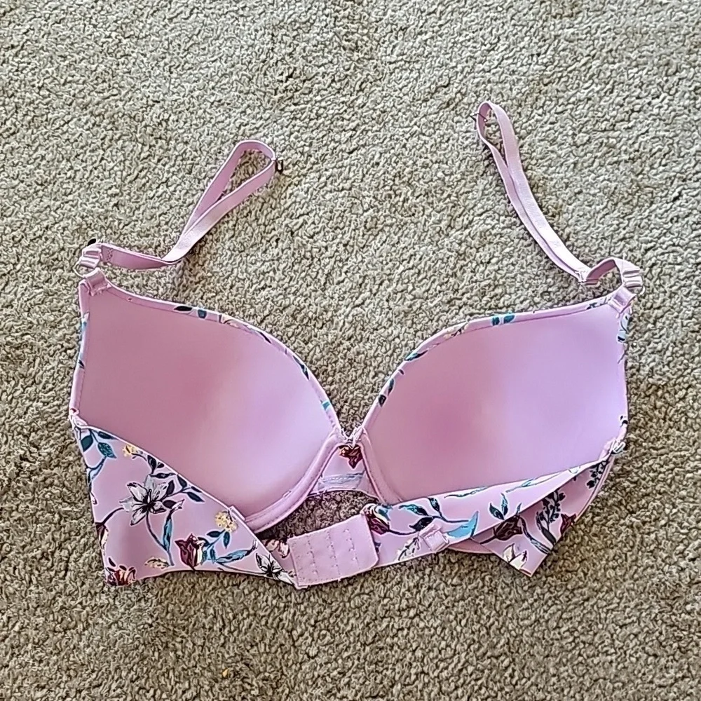 Floral Purple Push Up Bra 34C NWOT